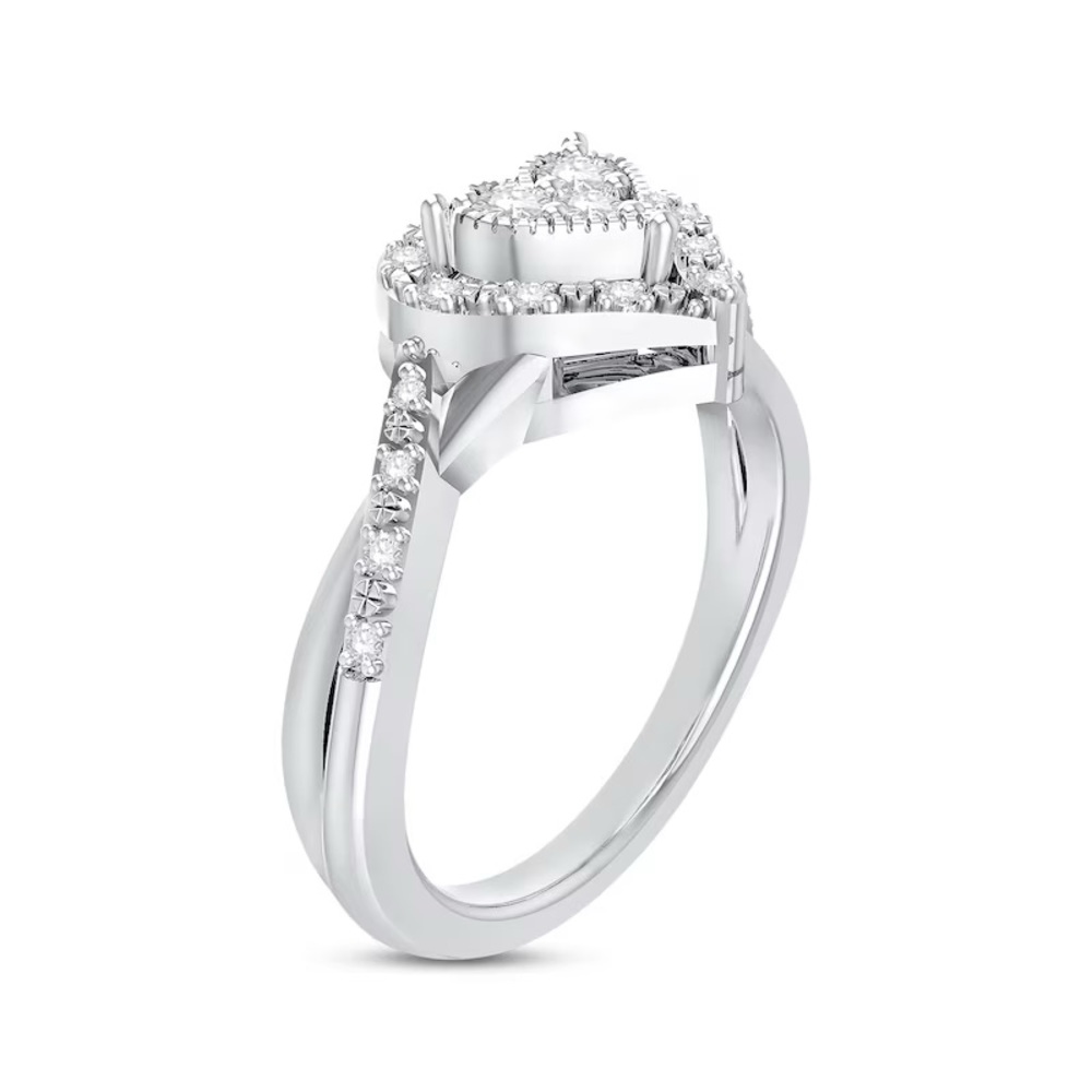 Diamond Heart Ring 1/5 ct tw Sterling Silver - Picture 3 of 7